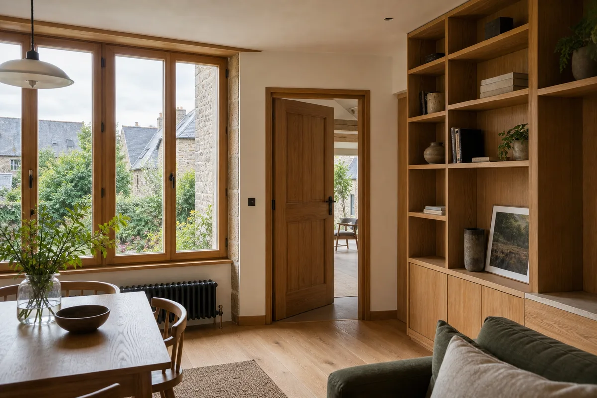 Fenêtres et portes en bois sur mesure réalisées par un menuisier à Rennes
